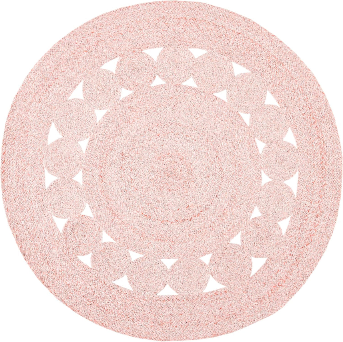 Cape Cod Collection Area Rug - 4' Round, Pink, Handmade Braided, Ideal for High Traffic Areas in Living Room, Bedroom (CAP225U)