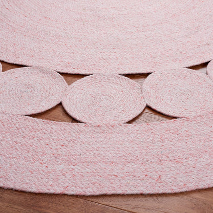 Cape Cod Collection Area Rug - 4' Round, Pink, Handmade Braided, Ideal for High Traffic Areas in Living Room, Bedroom (CAP225U)