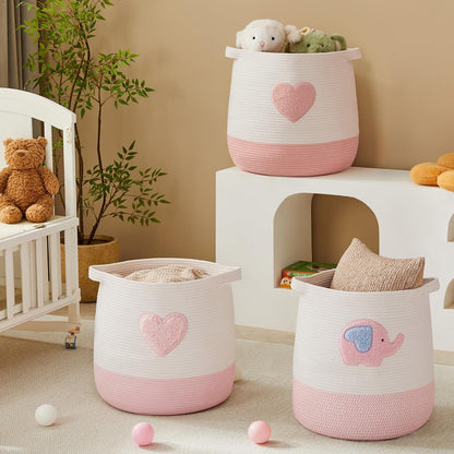 Large Baby Nurser Hamper Pink Rope Laundry Basket