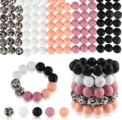 100 Pcs 15mm Dusty Peach Pink Silicone Beads for Keychain Making
