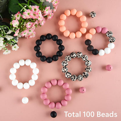 100 Pcs 15mm Dusty Peach Pink Silicone Beads for Keychain Making