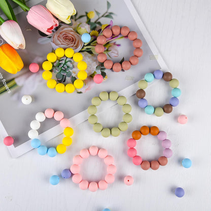 100 Pcs 15mm Dusty Peach Pink Silicone Beads for Keychain Making