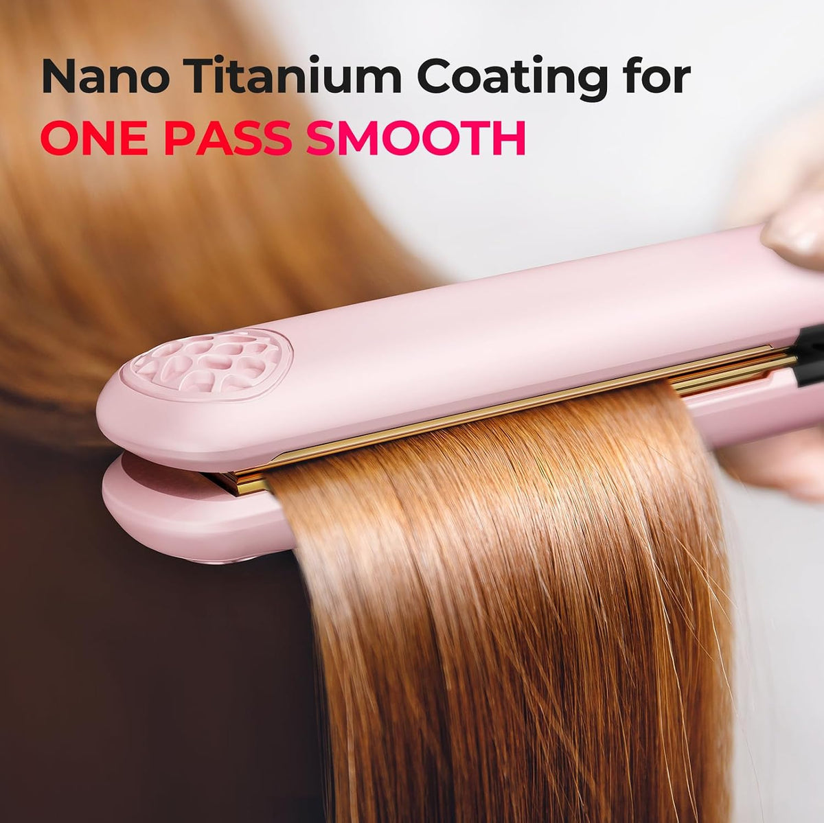 TYMO Flat Iron Hair Straightener and Curler 2 in 1 with 10s Fast Heating, 1 Inch Professional Titanium Straightening Curling Iron with 32 Adjustable Temp and Automatic Shut Off, Light Pink