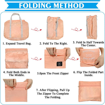 Foldable Travel Duffel Bag Tote Carry on Luggage Bag Spirit Airlines Personal item Sports Gym Bag Water Resistant Weekender Overnight Bags for Women and Men (Pink)