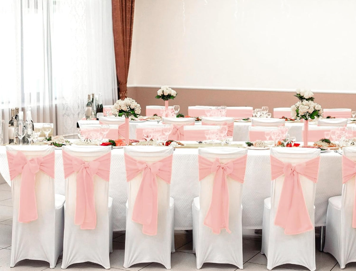 60 PCS Rose Gold Satin Chair Sashes, 7x108 Inch Ties Chair Bows