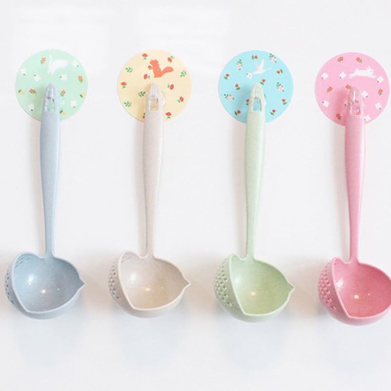 2 in 1 Straining Ladle Slotted Ladle Spoon with Filter Hole Pink Plastic Soup Serving Spoon for Hot Pot Oil Separation Hanging Storage Dishwasher Safe