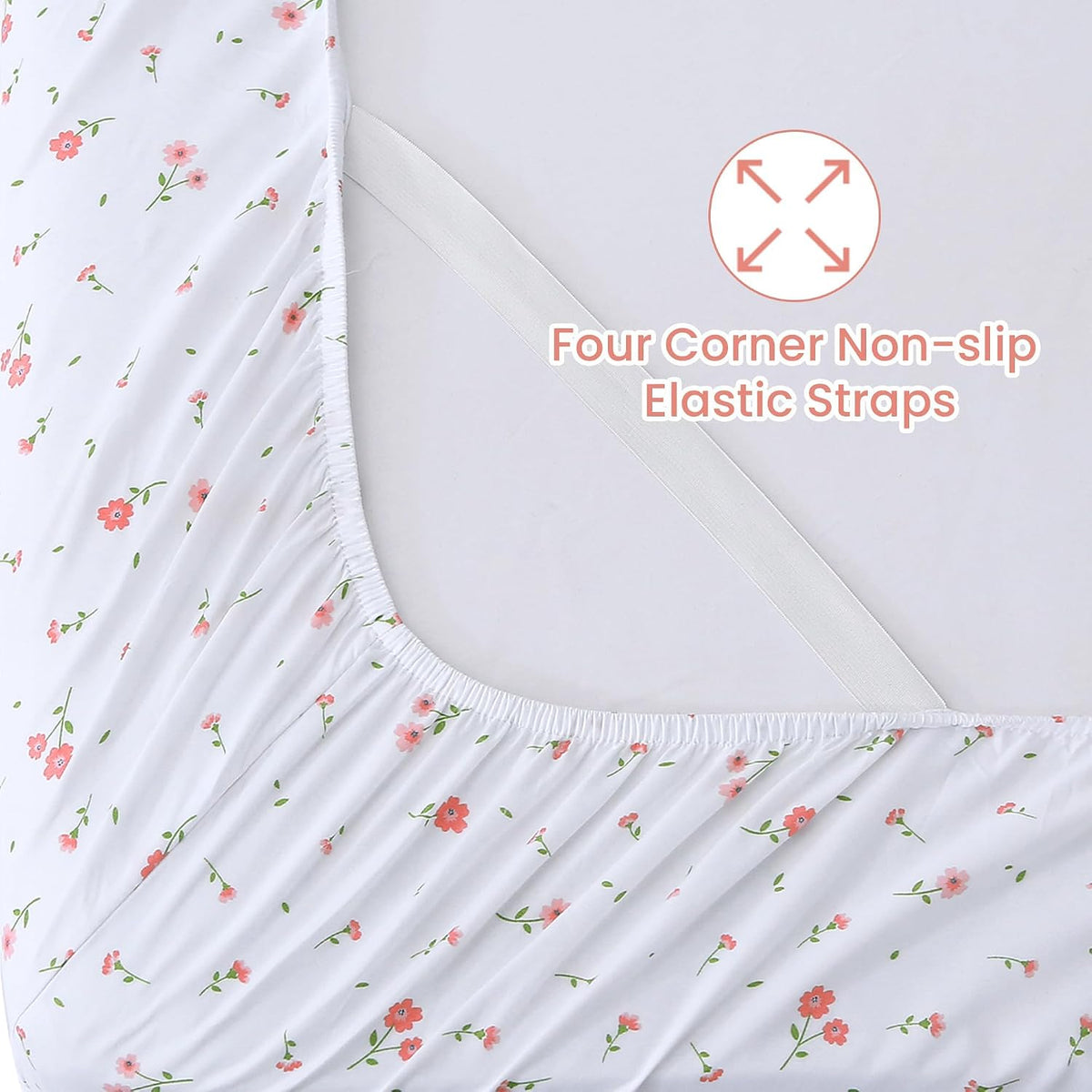 Pink Floral Queen Sheet Set Flower Bed Sheets Queen Size - 4 Piece Microfiber Patterned Fitted Bed Sheets with 15" Deep Pocket, Cozy Cute Pink Flower Sheets and Pillowcase Set