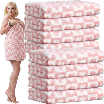 12 Pack Microfiber Bath Towels Bulk,Pink,Flowers