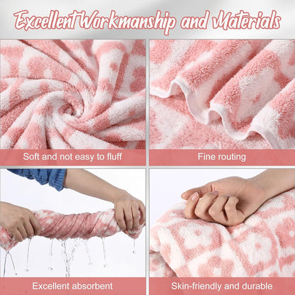 12 Pack Microfiber Bath Towels Bulk,Pink,Flowers