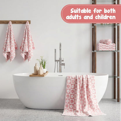 12 Pack Microfiber Bath Towels Bulk,Pink,Flowers