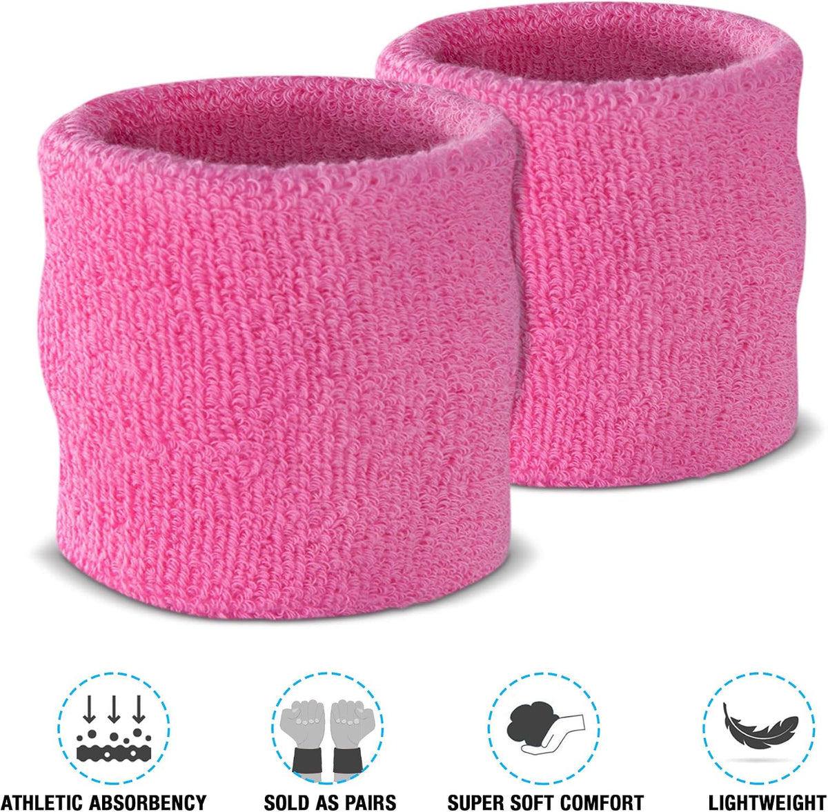 Wrist Sweatbands, Absorbent and Breathable Thick Cotton Bands for Working Out, Gymnastics, Basketball, Tennis, and Football, Multiuse Wristbands for Costumes and Cosplay