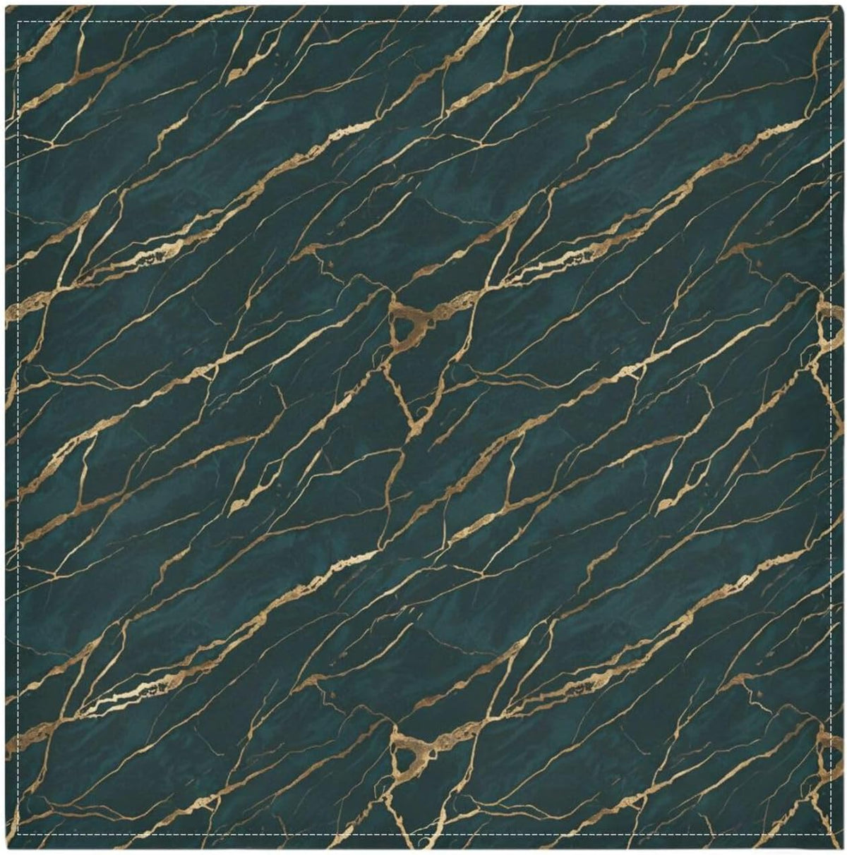 Emerald Gold Marble 20x20 Inch Cloth Napkins Set of 6, Satin Peach Skin Polyester Dinner Napkins, Washable Reusable Table Napkins with Hemmed Edges for Wedding Party Restaurant Everyday Use