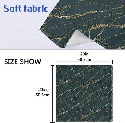 Emerald Gold Marble 20x20 Inch Cloth Napkins Set of 6, Satin Peach Skin Polyester Dinner Napkins, Washable Reusable Table Napkins with Hemmed Edges for Wedding Party Restaurant Everyday Use