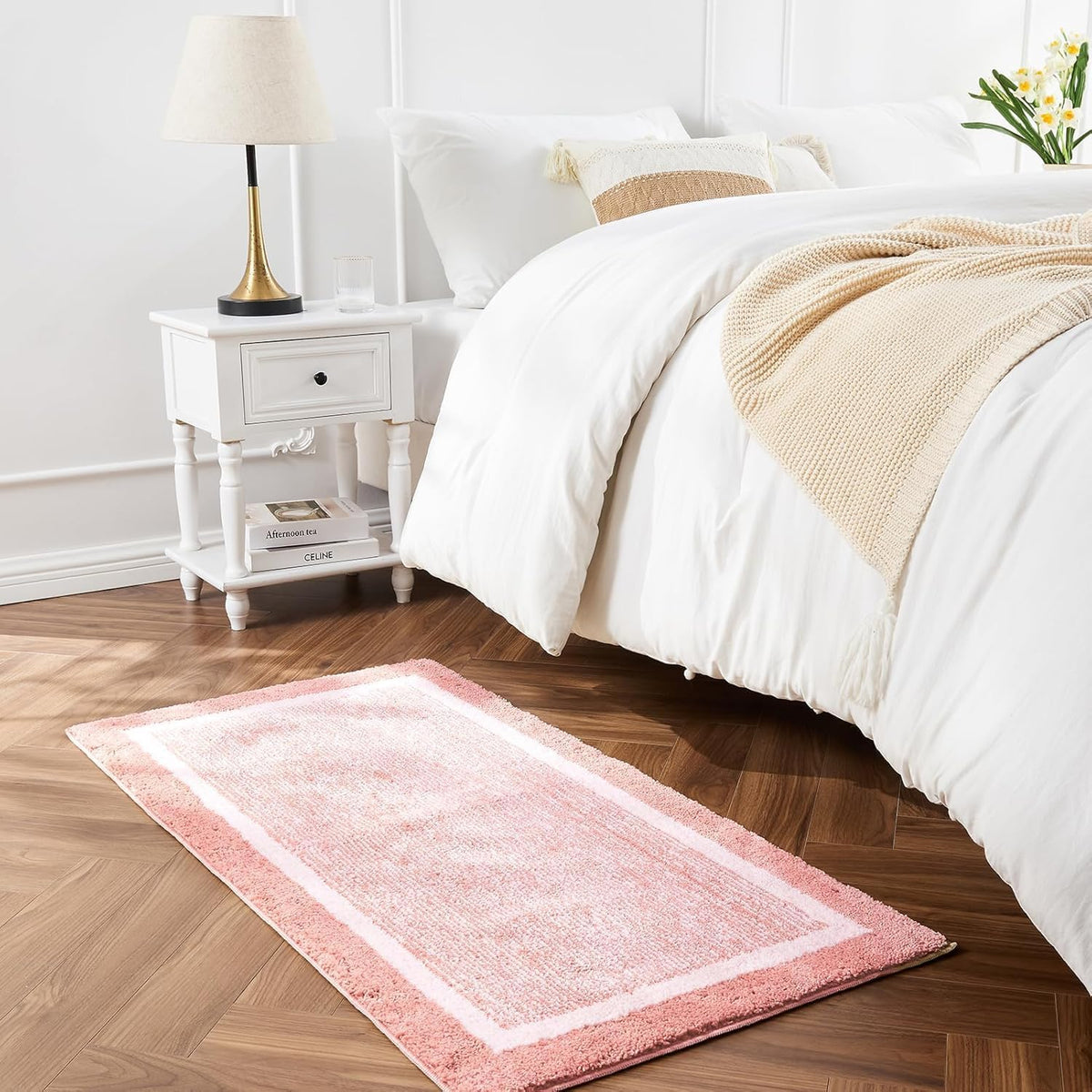 Blossom Pink Bath Mat 36"x24" Non Slip Washable Rug
