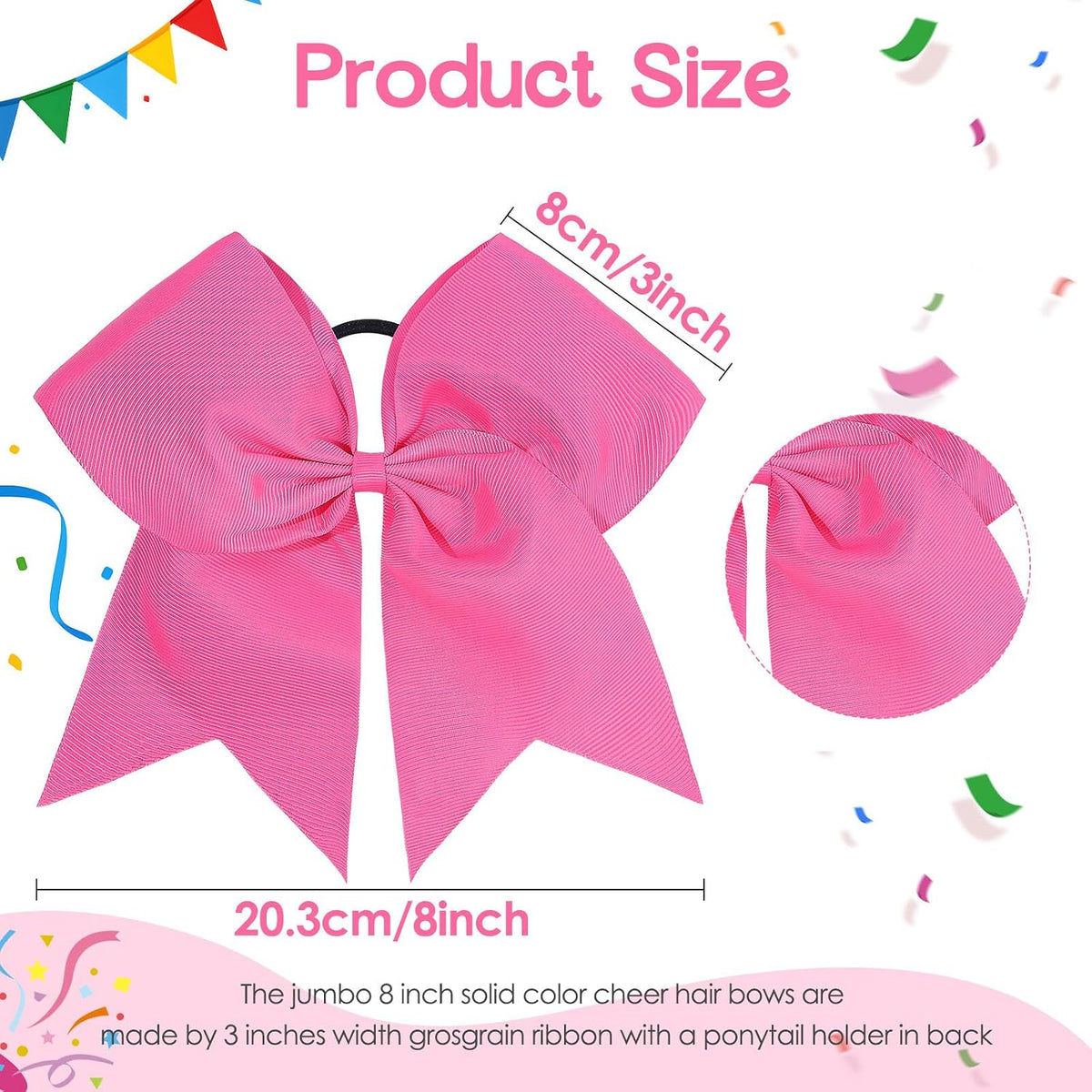 32PCS 8" Large Cheer Hair Bows for Cheerleader