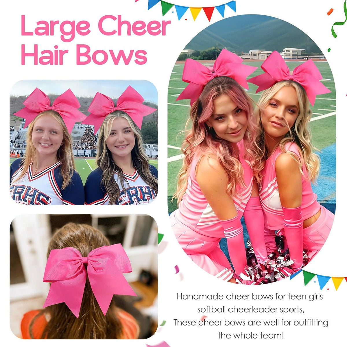 32PCS 8" Large Cheer Hair Bows for Cheerleader