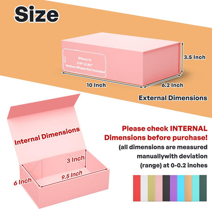 Pink Gift Box, 9.5x6x3'' Gift Boxes with Lids for Presents