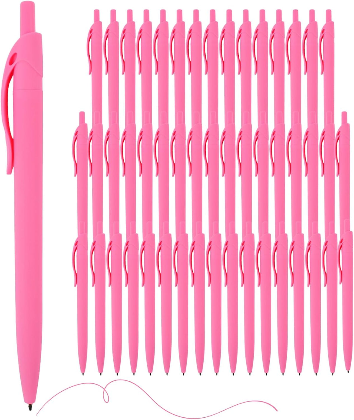 Ballpoint Pens Bulk, 50 Pack Pink Ink 1.00mm, No Bleed Click Pens