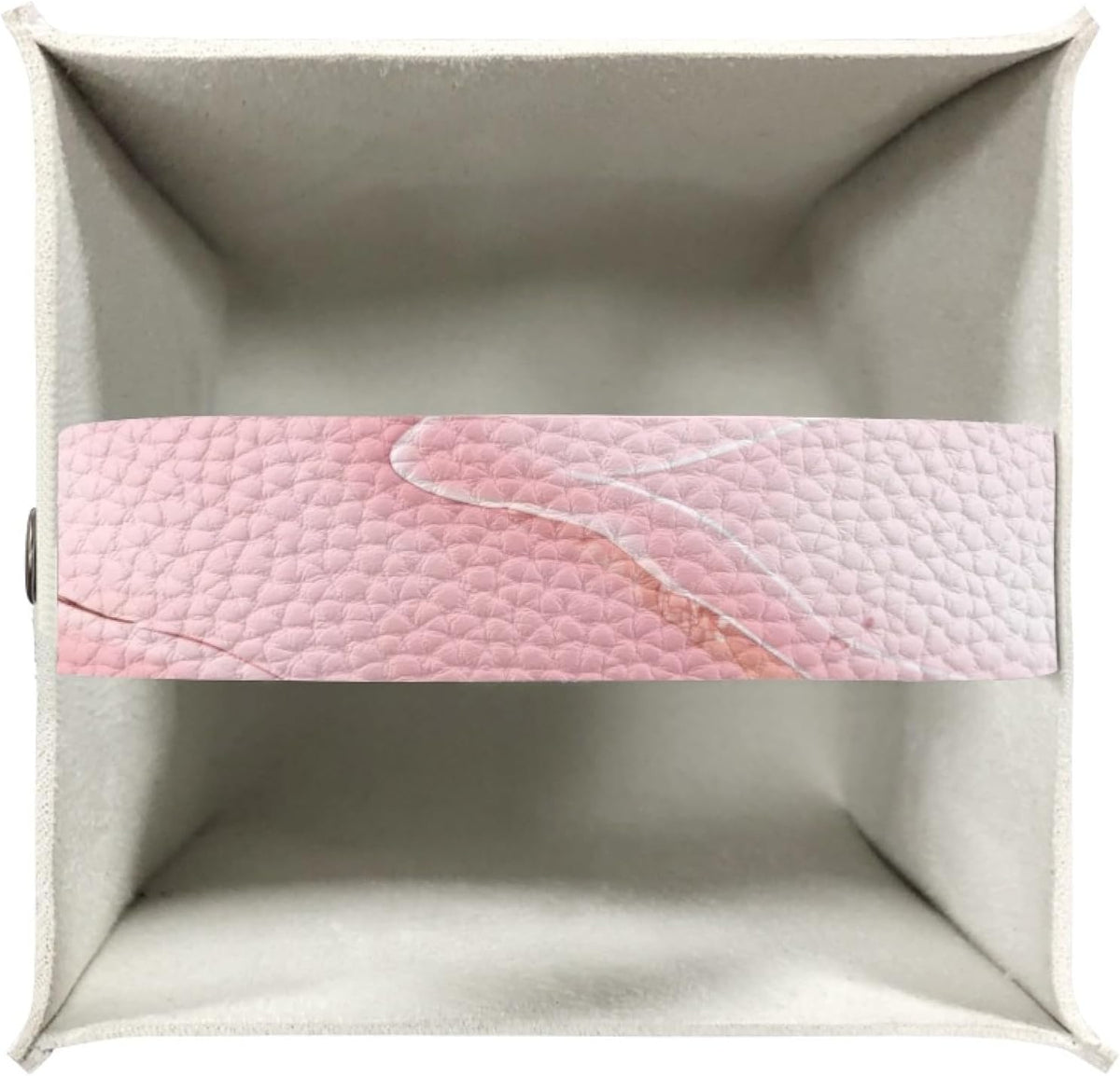 Pink Leather Tissue Box Cover Marble Tissue Box Holder Square Decorative Cube Paper Napkin Organizer for Tabletop Office Car Bathroom