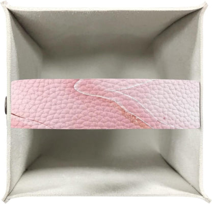 Pink Leather Tissue Box Cover Marble Tissue Box Holder Square Decorative Cube Paper Napkin Organizer for Tabletop Office Car Bathroom