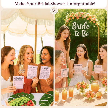 Pink Bridal Shower Games, 4 Games for 30 Guests