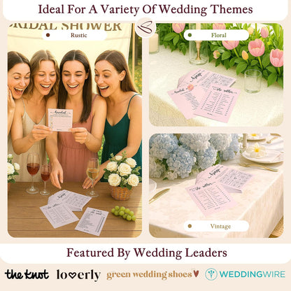 Pink Bridal Shower Games, 4 Games for 30 Guests