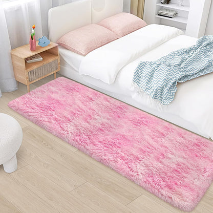Plush Fluffy Pink Rugs for Bedroom Girls Room Runner Pink Area Rug