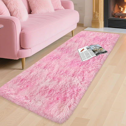 Plush Fluffy Pink Rugs for Bedroom Girls Room Runner Pink Area Rug