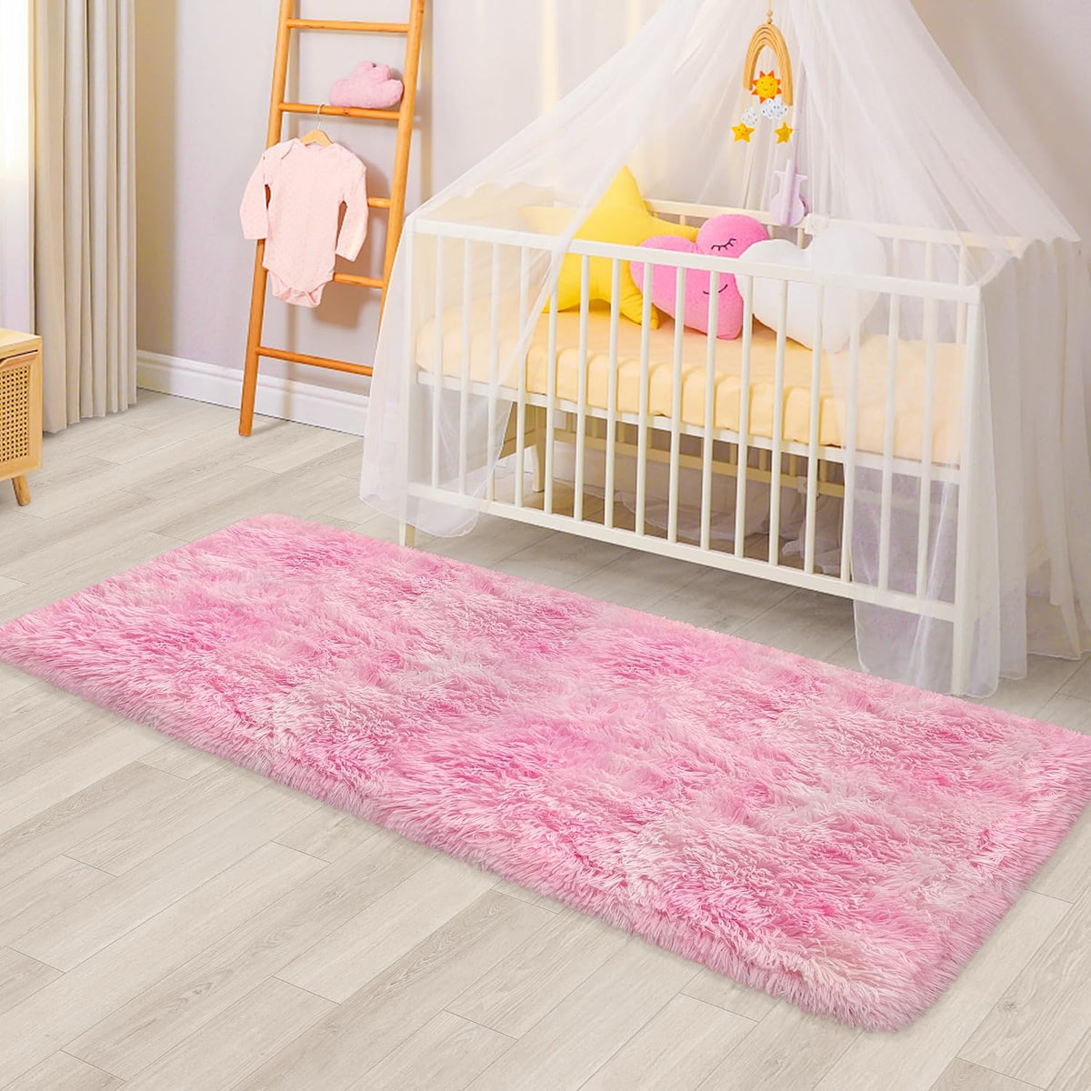 Plush Fluffy Pink Rugs for Bedroom Girls Room Runner Pink Area Rug