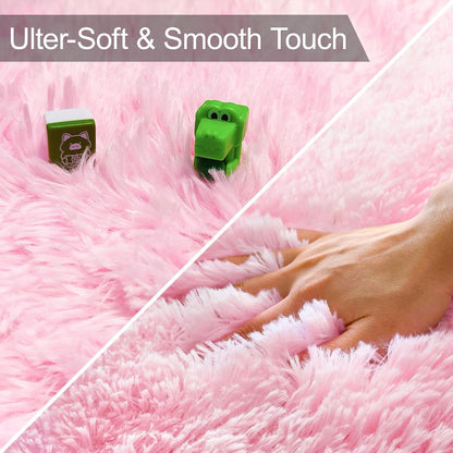 Plush Fluffy Pink Rugs for Bedroom Girls Room Runner Pink Area Rug