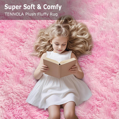 Plush Fluffy Pink Rugs for Bedroom Girls Room Runner Pink Area Rug