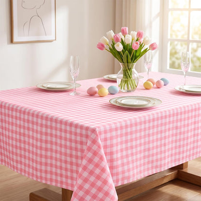 Pink Gingham Tablecloth 54x54 Checkered Table Cloth for Picnic