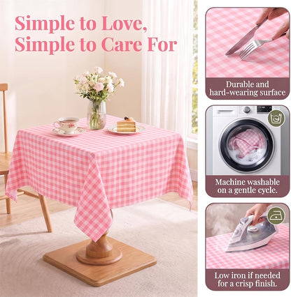 Pink Gingham Tablecloth 54x54 Checkered Table Cloth for Picnic