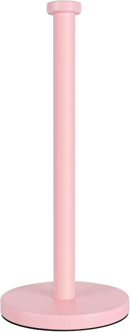 Pink Paper Towel Holder Countertop, Stainless Steel, with Weighted Base