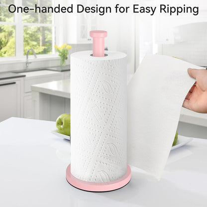 Pink Paper Towel Holder Countertop, Stainless Steel, with Weighted Base