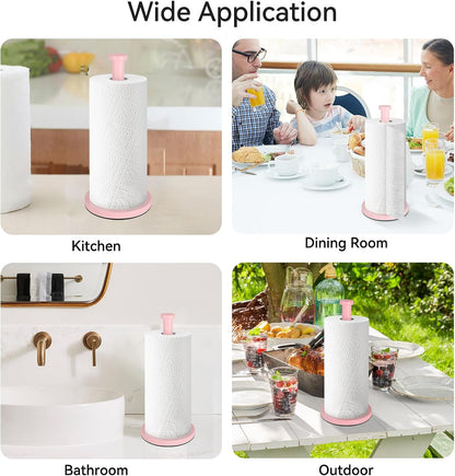 Pink Paper Towel Holder Countertop, Stainless Steel, with Weighted Base