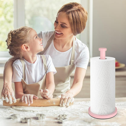 Pink Paper Towel Holder Countertop, Stainless Steel, with Weighted Base