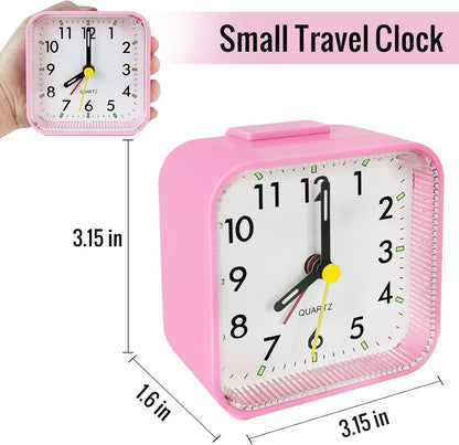 Lamisola Small Pink Kids Desk , Analog Travel Battery Operated Clock,Quieter Bedside Clocks for Girls' Bedrooms Bathroom Living Room Kitchen Shelf Clocks
