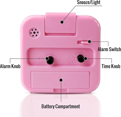 Lamisola Small Pink Kids Desk , Analog Travel Battery Operated Clock,Quieter Bedside Clocks for Girls' Bedrooms Bathroom Living Room Kitchen Shelf Clocks