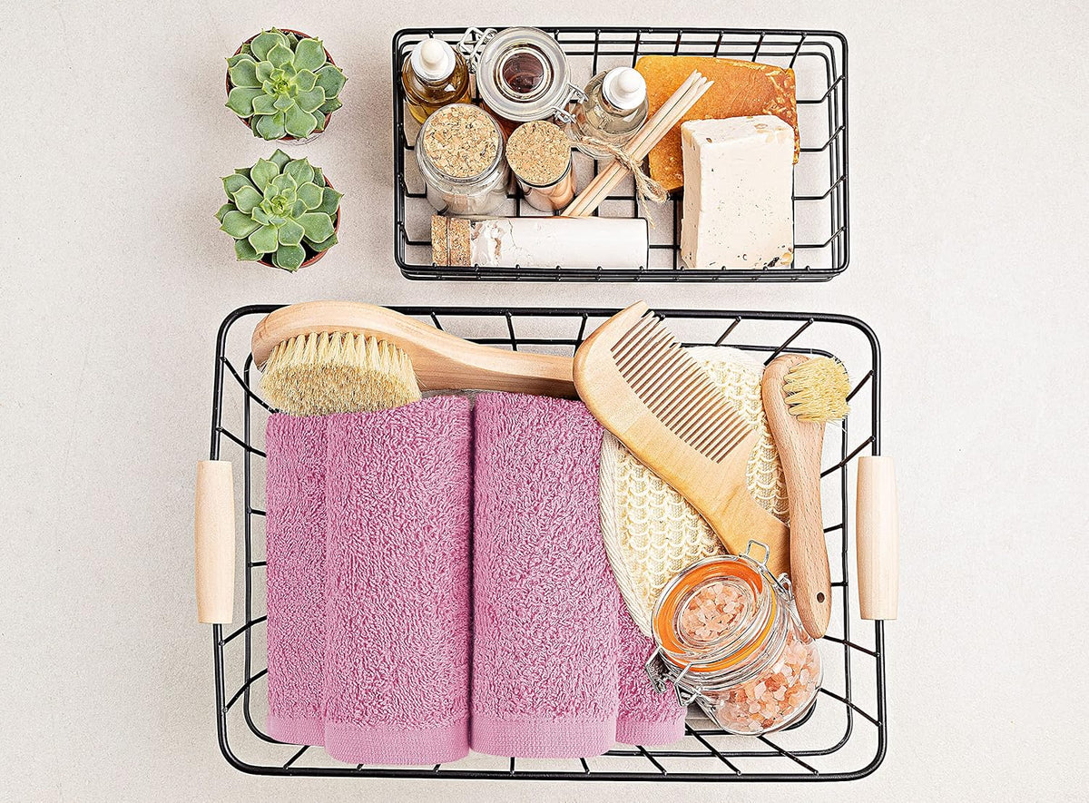 24 Pack Washcloths, 12x12 in, 100% Cotton, Pink