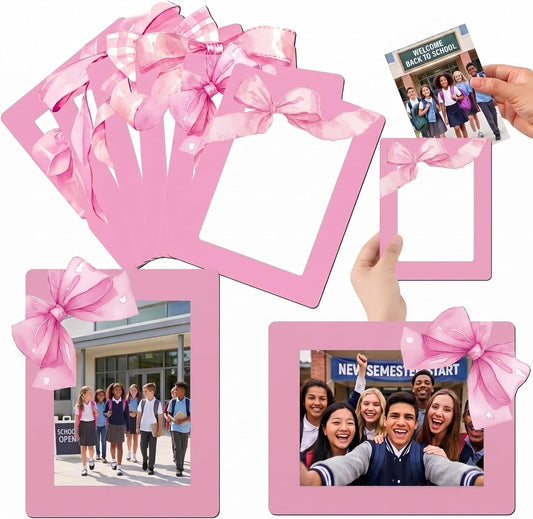 12 Pcs Back to School Pink Bow Magnetic Picture Frame for Refrigerator 4x6