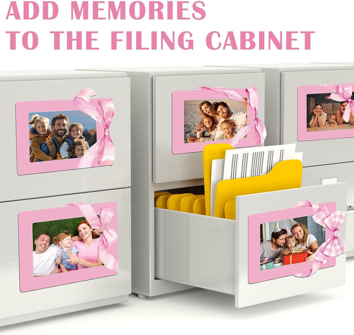 12 Pcs Back to School Pink Bow Magnetic Picture Frame for Refrigerator 4x6