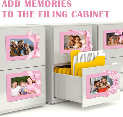 12 Pcs Back to School Pink Bow Magnetic Picture Frame for Refrigerator 4x6