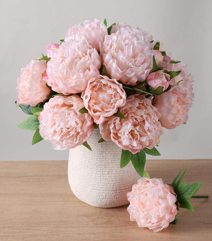 Pink Peonies Artificial Flowers, 11 Pcs Realistic Faux Flowers for Vase, Silk Flowers for Home Decor Indoor, Wedding, Party, Table Centerpiece
