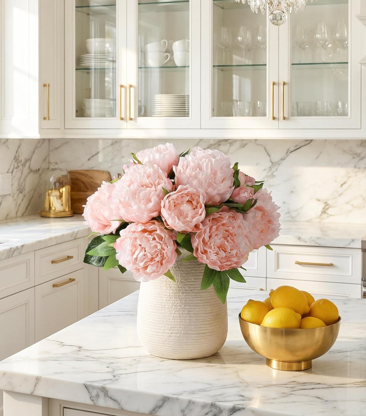 Pink Peonies Artificial Flowers, 11 Pcs Realistic Faux Flowers for Vase, Silk Flowers for Home Decor Indoor, Wedding, Party, Table Centerpiece