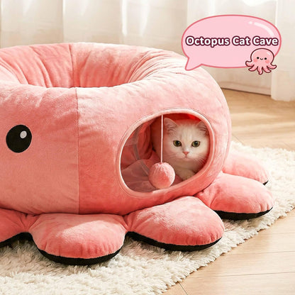Cat Tunnel Bed with 20 Cat Toys, Kitten Toys for Indoor Kittens,Pink
