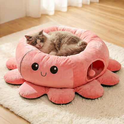 Cat Tunnel Bed with 20 Cat Toys, Kitten Toys for Indoor Kittens,Pink