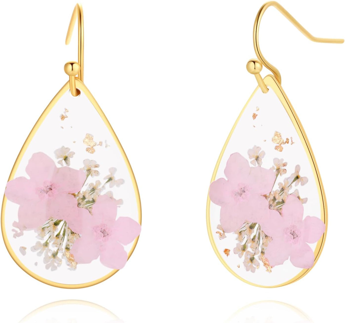 Forget-Me-Not and Queen Anne's Lace Pressed Wildflower Earrings | Pressed Flower Jewelry | Handmade Drop and Dangle Earrings | Mother's Day | Gift for Woman