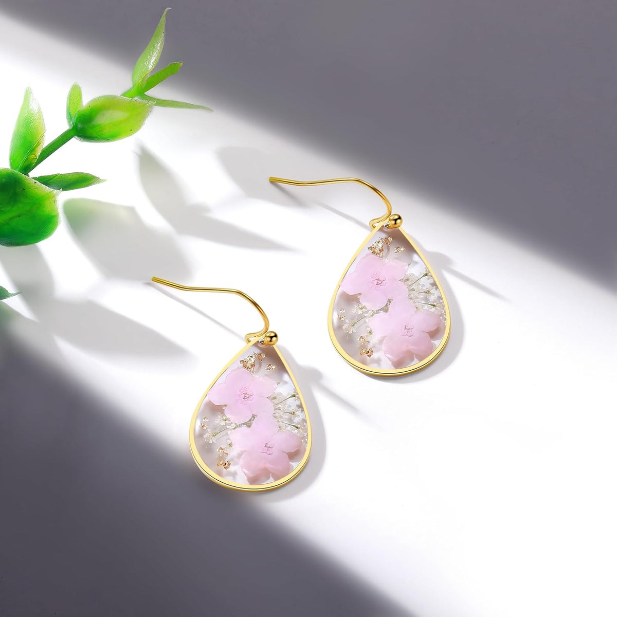 Forget-Me-Not and Queen Anne's Lace Pressed Wildflower Earrings | Pressed Flower Jewelry | Handmade Drop and Dangle Earrings | Mother's Day | Gift for Woman