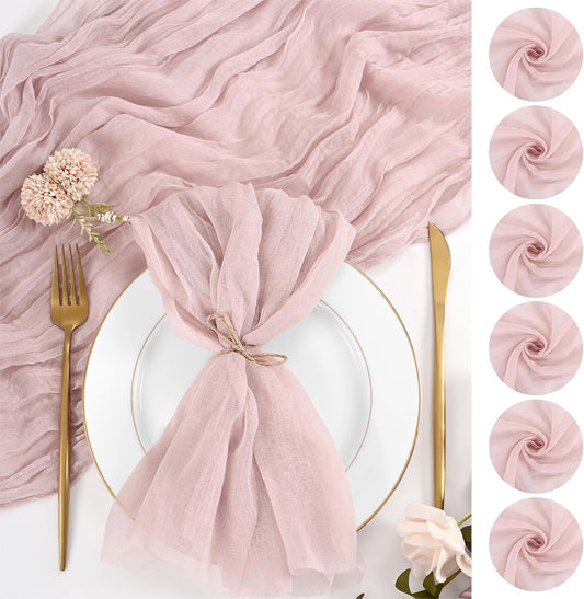 12 Pack Dusty Pink Napkins 20x20 Inch Cheesecloth Napkins Rustic Boho Gauze Dinner Napkin Cloth Washable Elegant Table Napkins for Wedding Party Bridal Baby Shower Table Decor